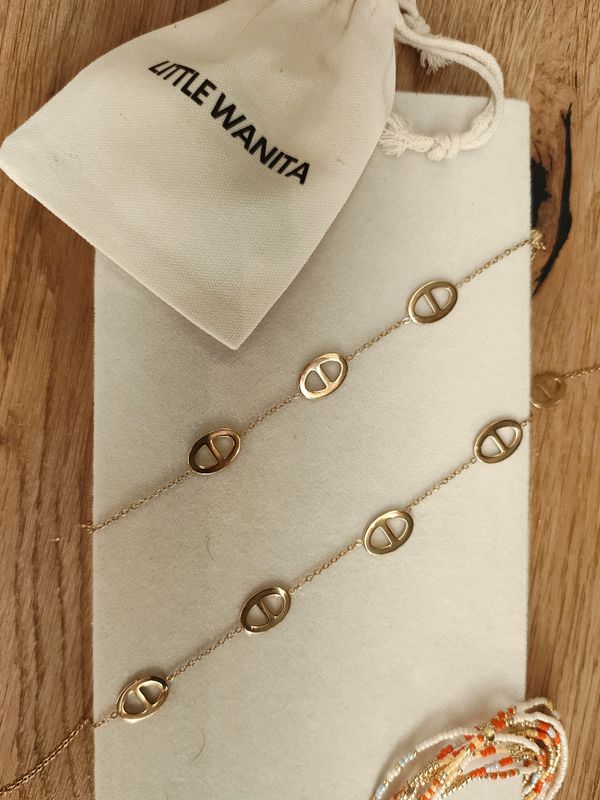 Ensemble Élia – Collier &amp; Bracelet dorés
