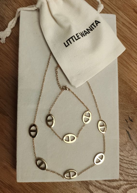 Ensemble Élia – Collier &amp; Bracelet dorés