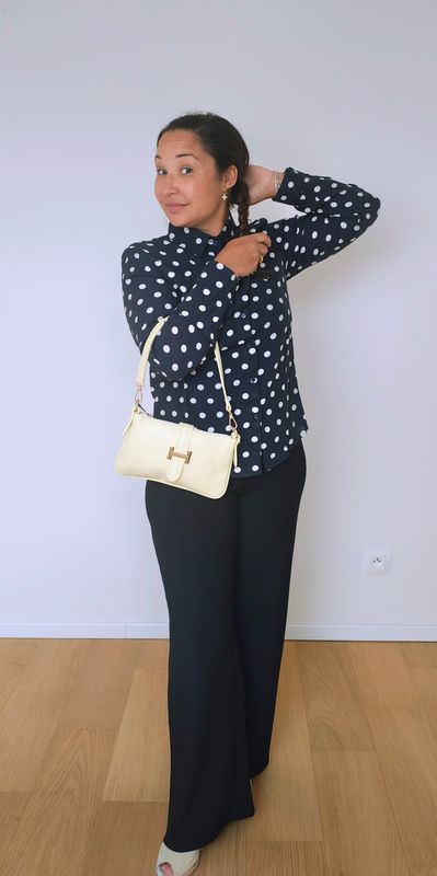 Chemise à pois – Marine &amp; écru
