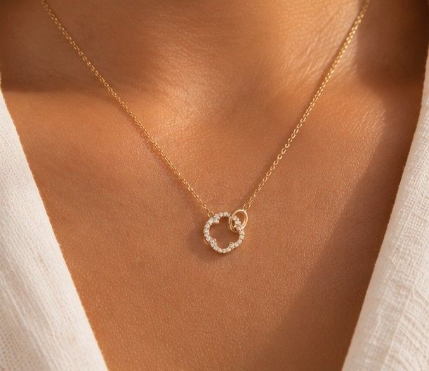 Collier Elia doré – Double anneau serti