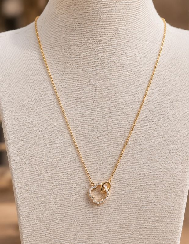 Collier Elia doré – Double anneau serti