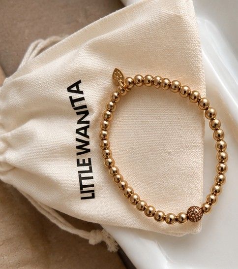 Bracelet Naïa doré – Perles &amp; détail serti