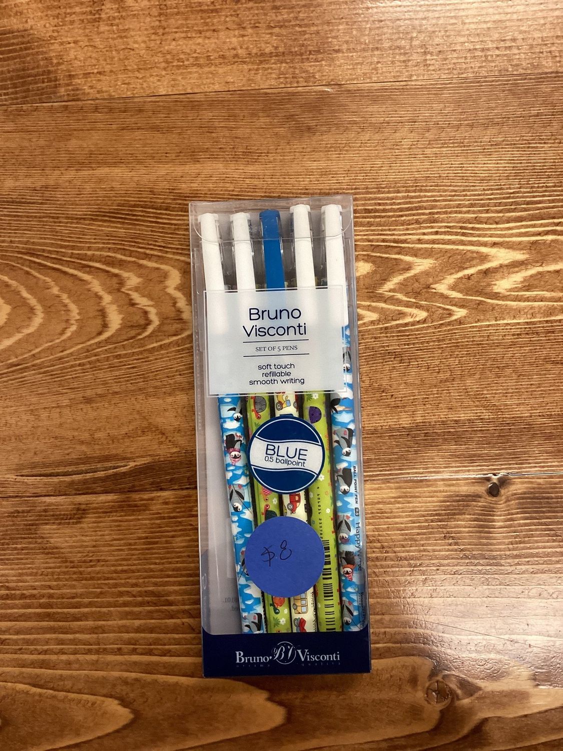 HappyWrite - 5 Pen Pack: Penguins, Turtles, Colorful Cars- Pens