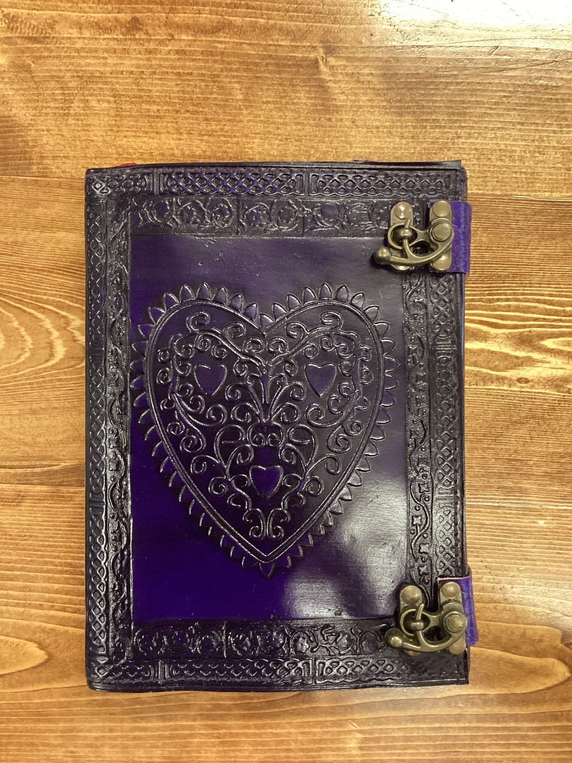 Purple Leather Embossed Heart Journal (medium, 6X8)