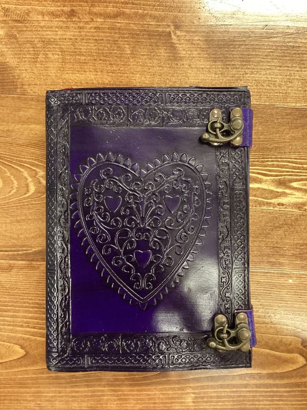 Purple Leather Embossed Heart Journal (medium, 6X8)