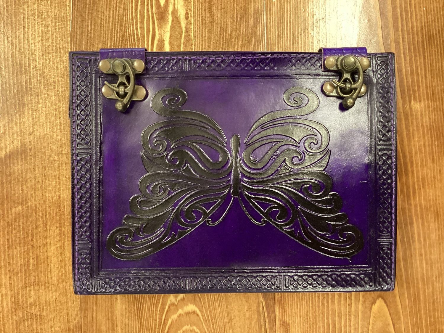 Purple Leather Embossed Butterfly Journal (medium, 6X8)