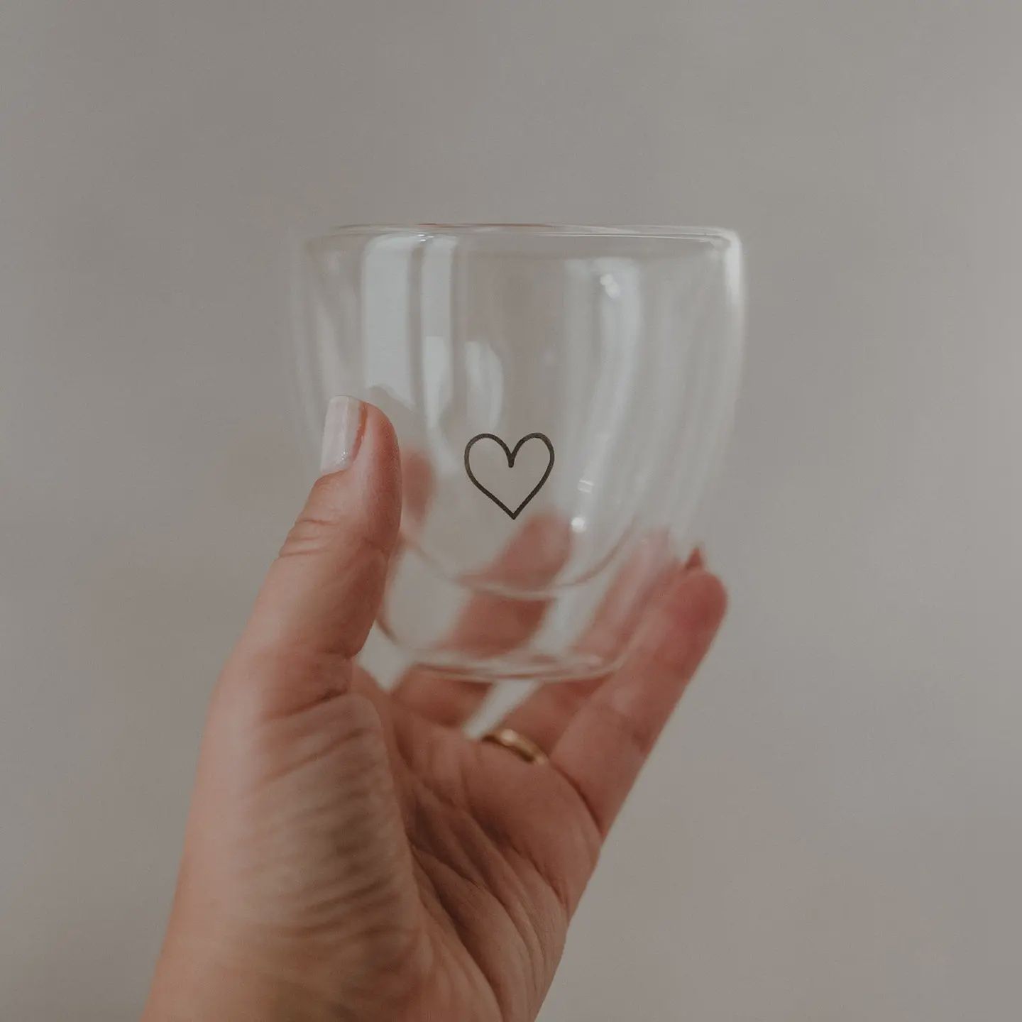Tasse en Verre &quot;Coeur&quot;, Taille: 150 ML