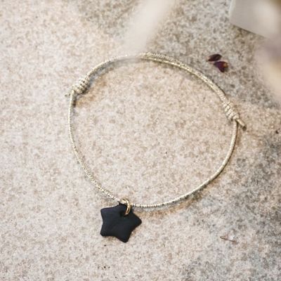 Bracelet élastique - Pampille noire
