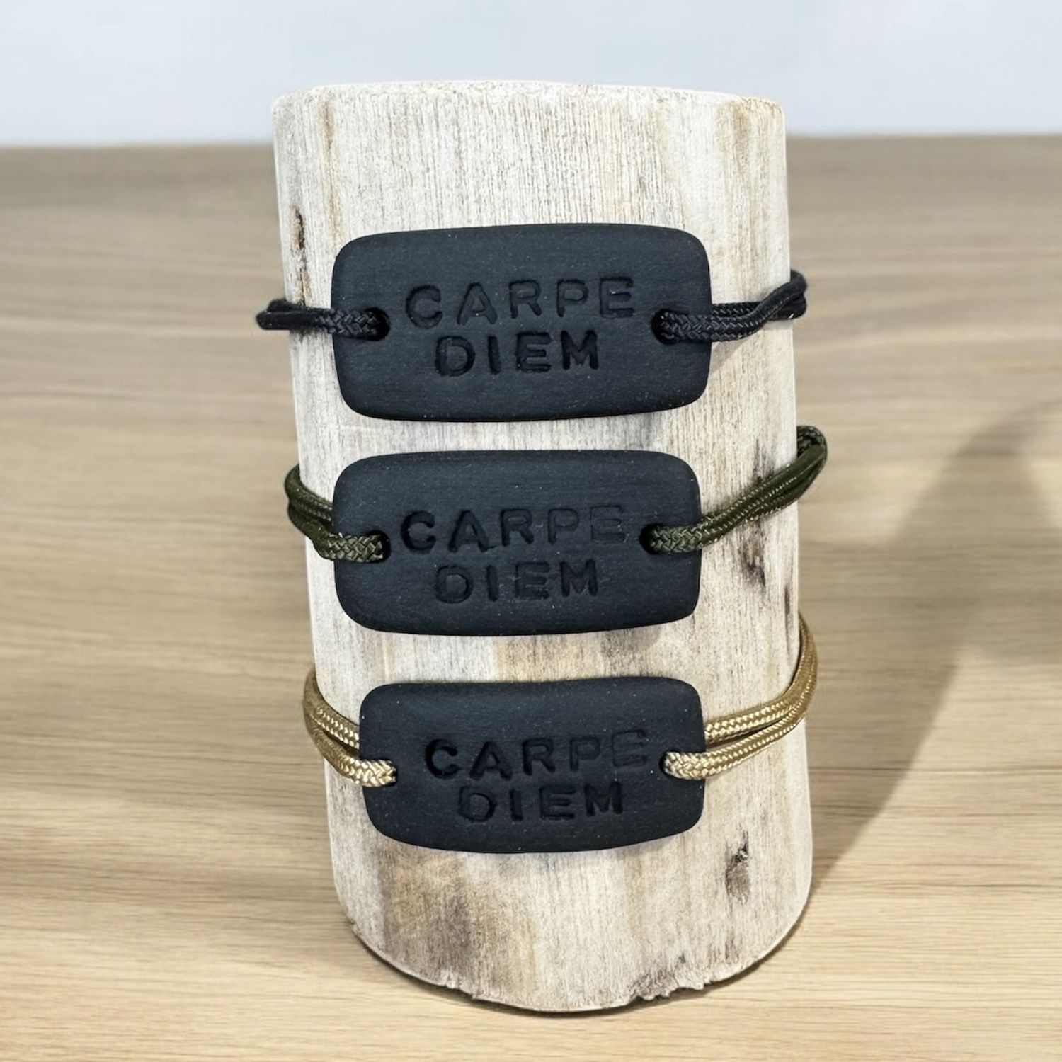 Bracelet cordage sport &amp; Carpe Diem, Couleur: Noir