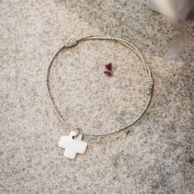 Bracelet élastique - Pampille blanche