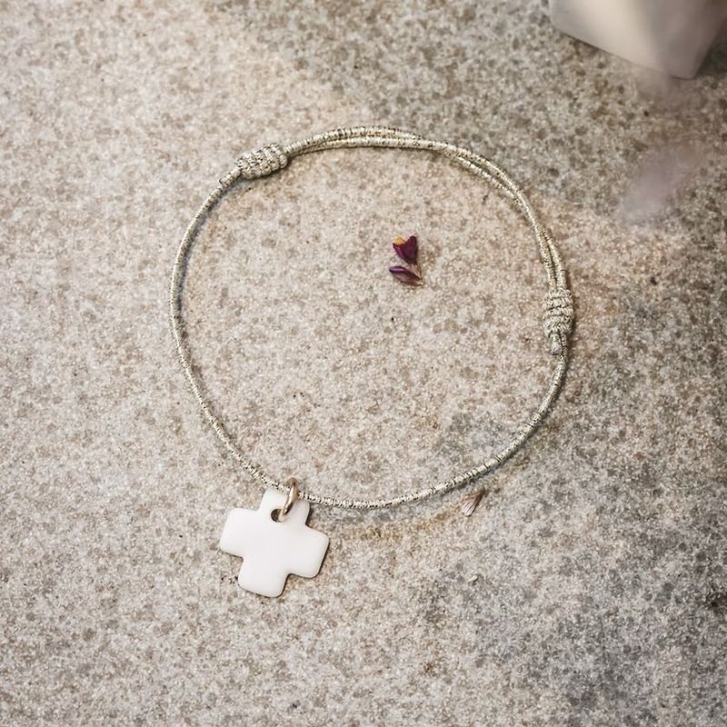 Bracelet élastique - Pampille blanche