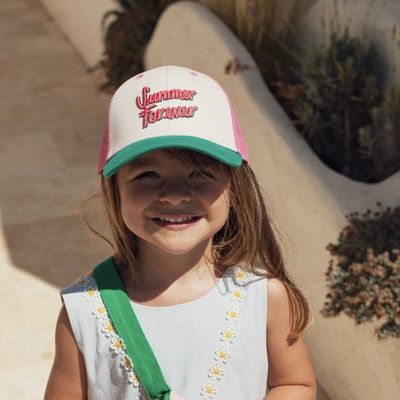 Casquette Trucker &quot;Summer Forever&quot; Rose/Vert - Enfant