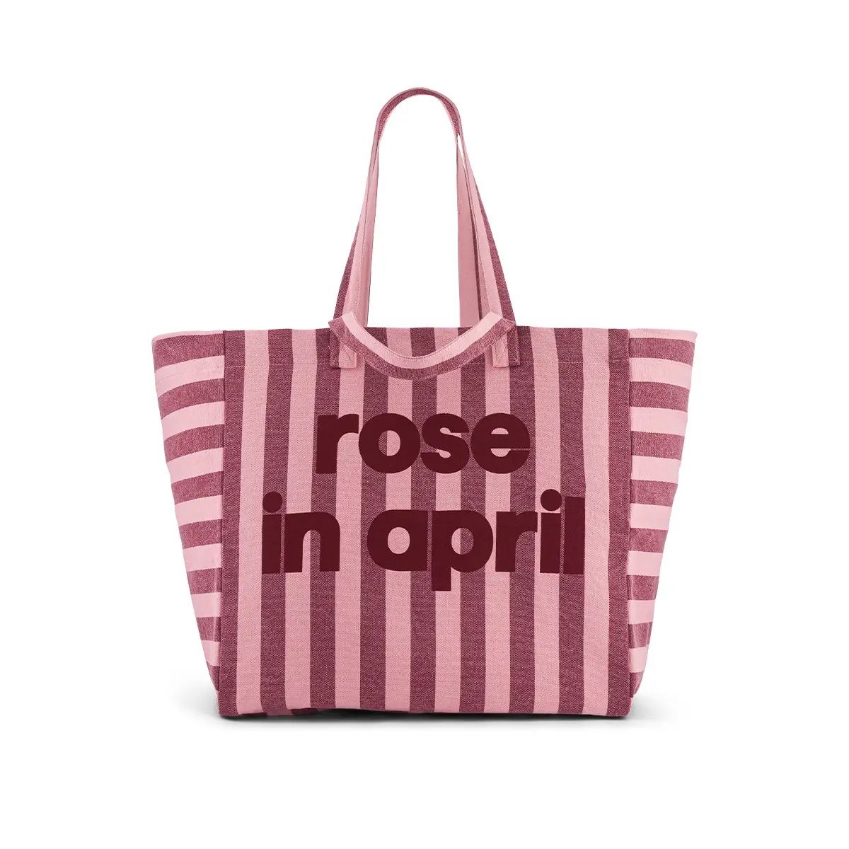 Sac Cabas - Elisa &quot;Rose in April&quot;, Couleur: Rayure Rose/Ecriture Rose
