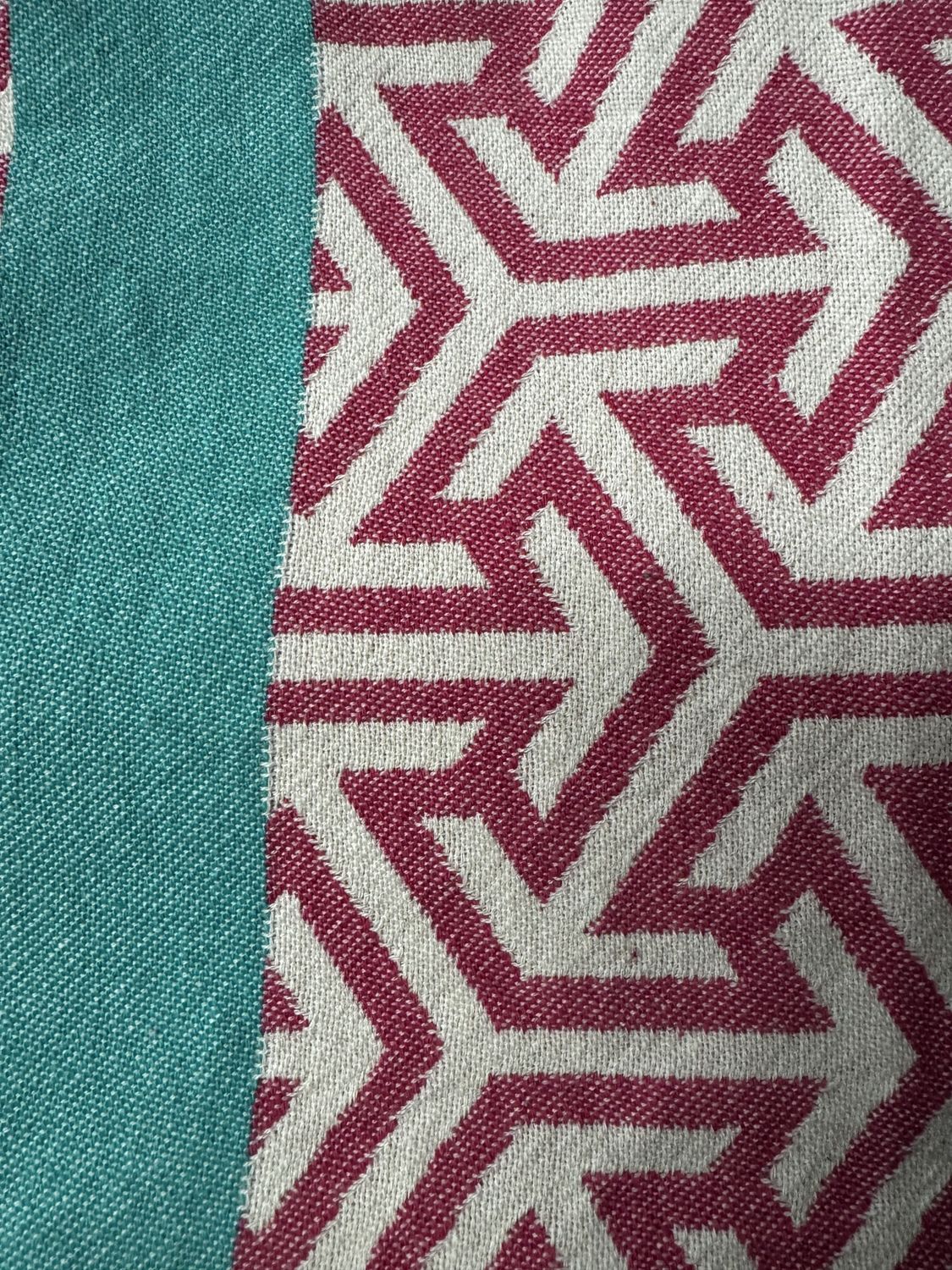 Fouta Artisanale - Simple, Couleur: Rose/Turquoise