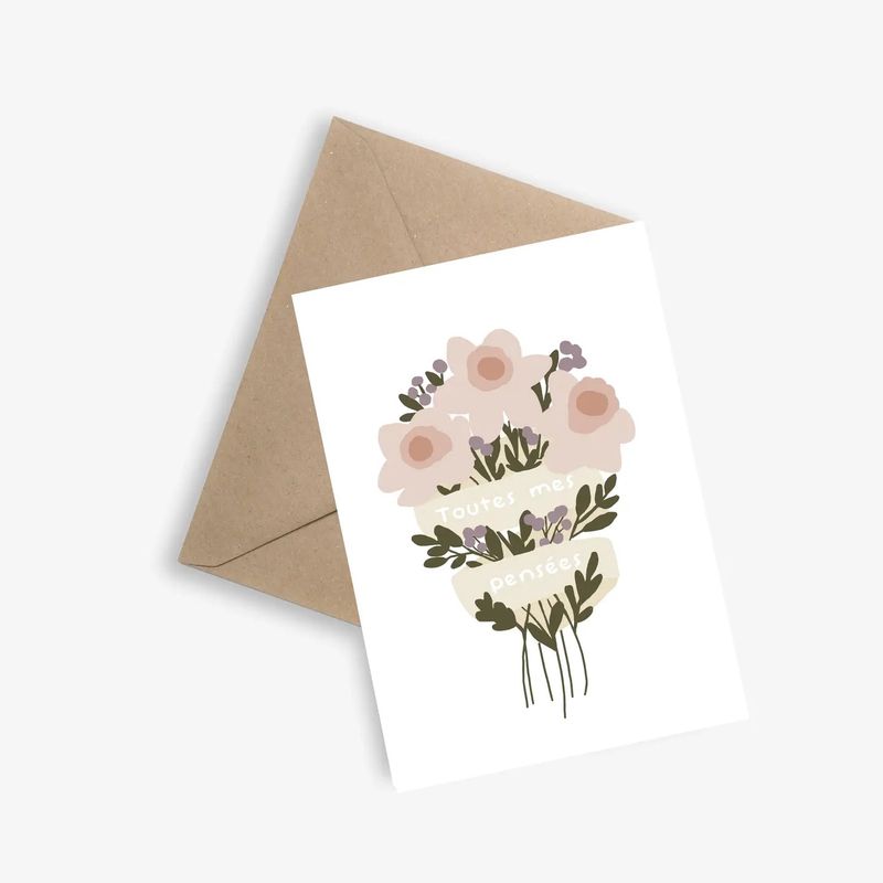 Carte de Deuil - Toutes Mes Pensées