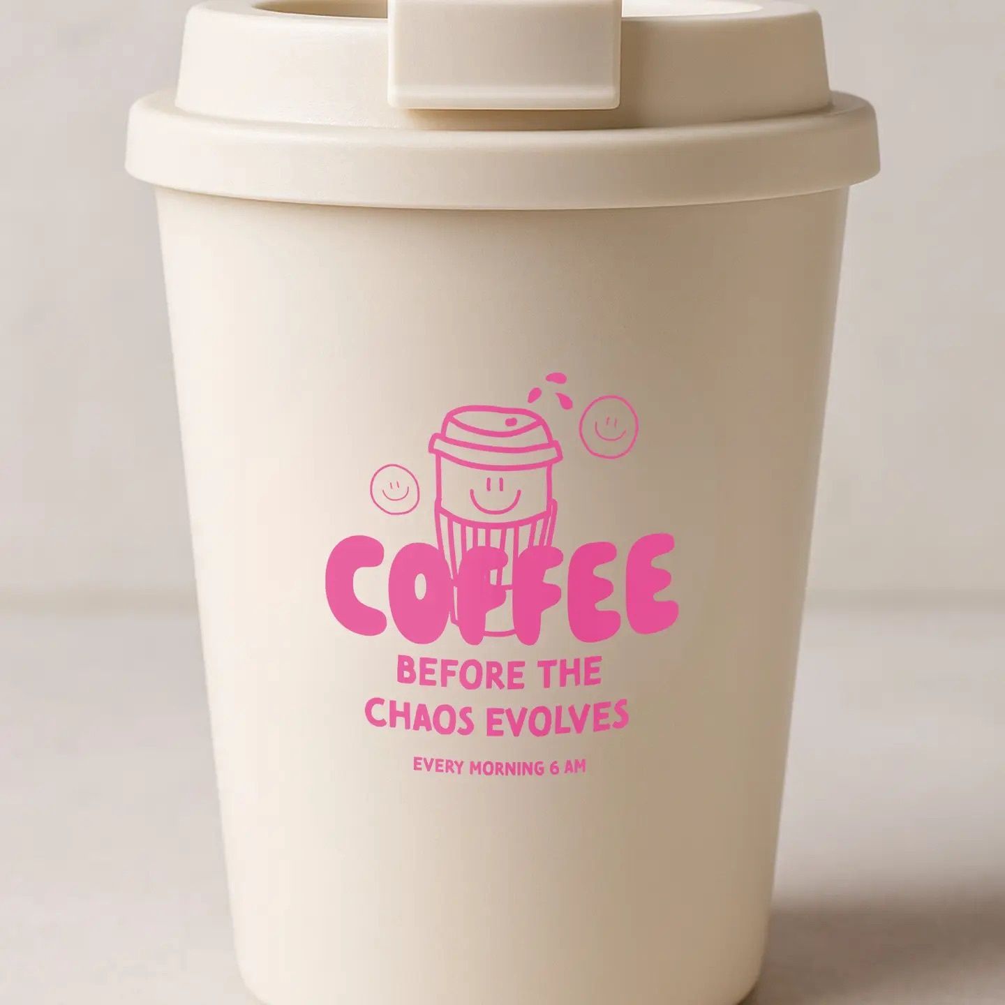 Mug - 350 ML, Inscription: Coffee before the chaos evolves