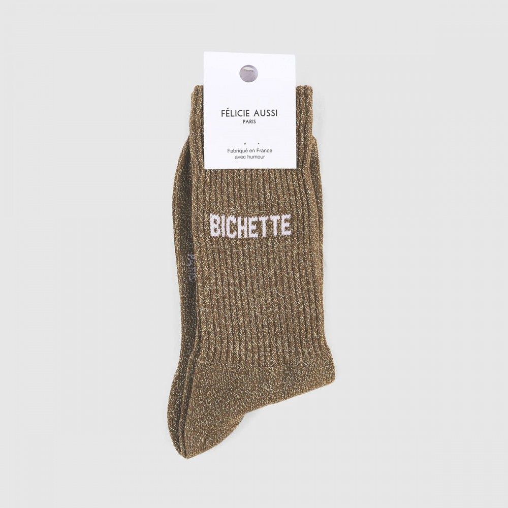 Chaussettes Bichette 36/40 Paillettes Marron