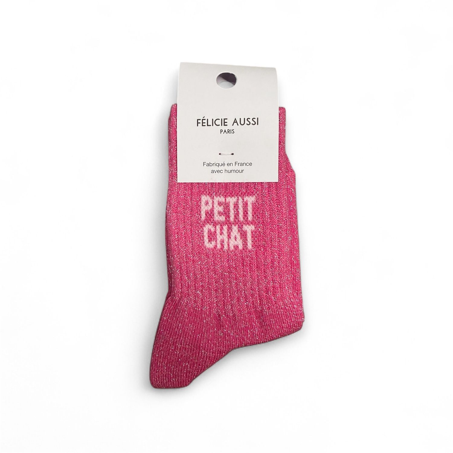 Chaussettes Petit Chat Enfant Paillettes Roses, Taille: 24-26
