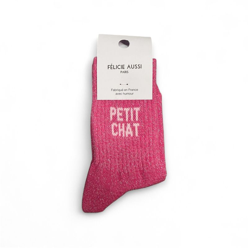 Chaussettes Petit Chat Enfant Paillettes Roses