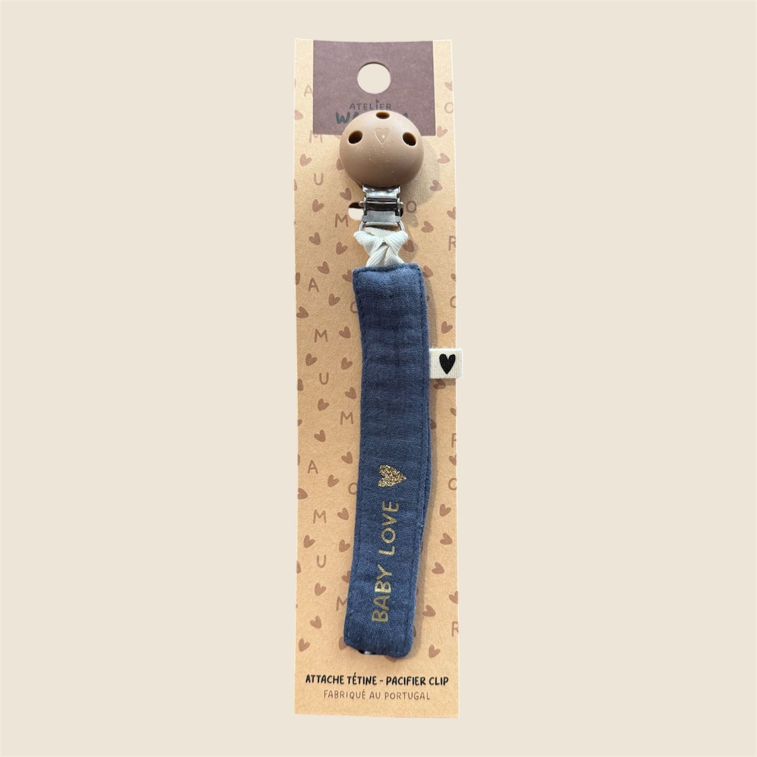 Attache Tétine, Couleur: Bleu Jean- Baby Love