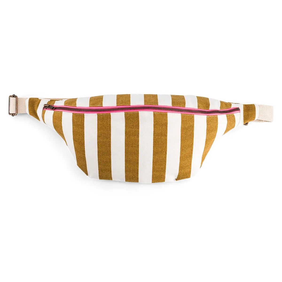 Sac Banane Rayure, Couleur: Caramel Ecru