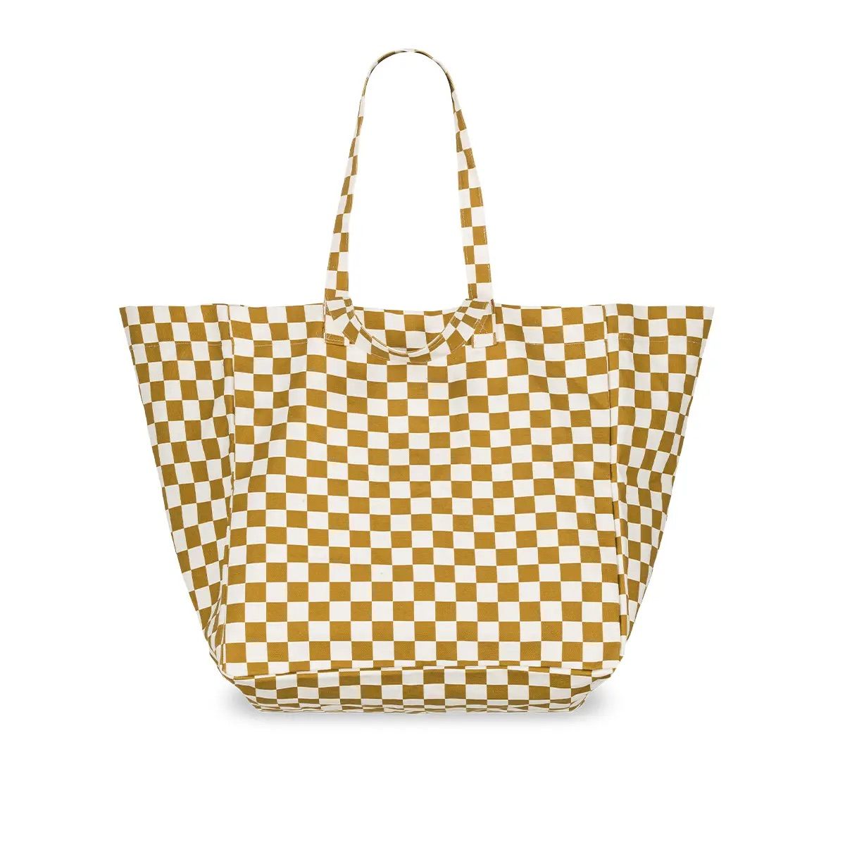 Sac Cabas - Elisa "Damier", Couleur: Damier Caramel/Ecru