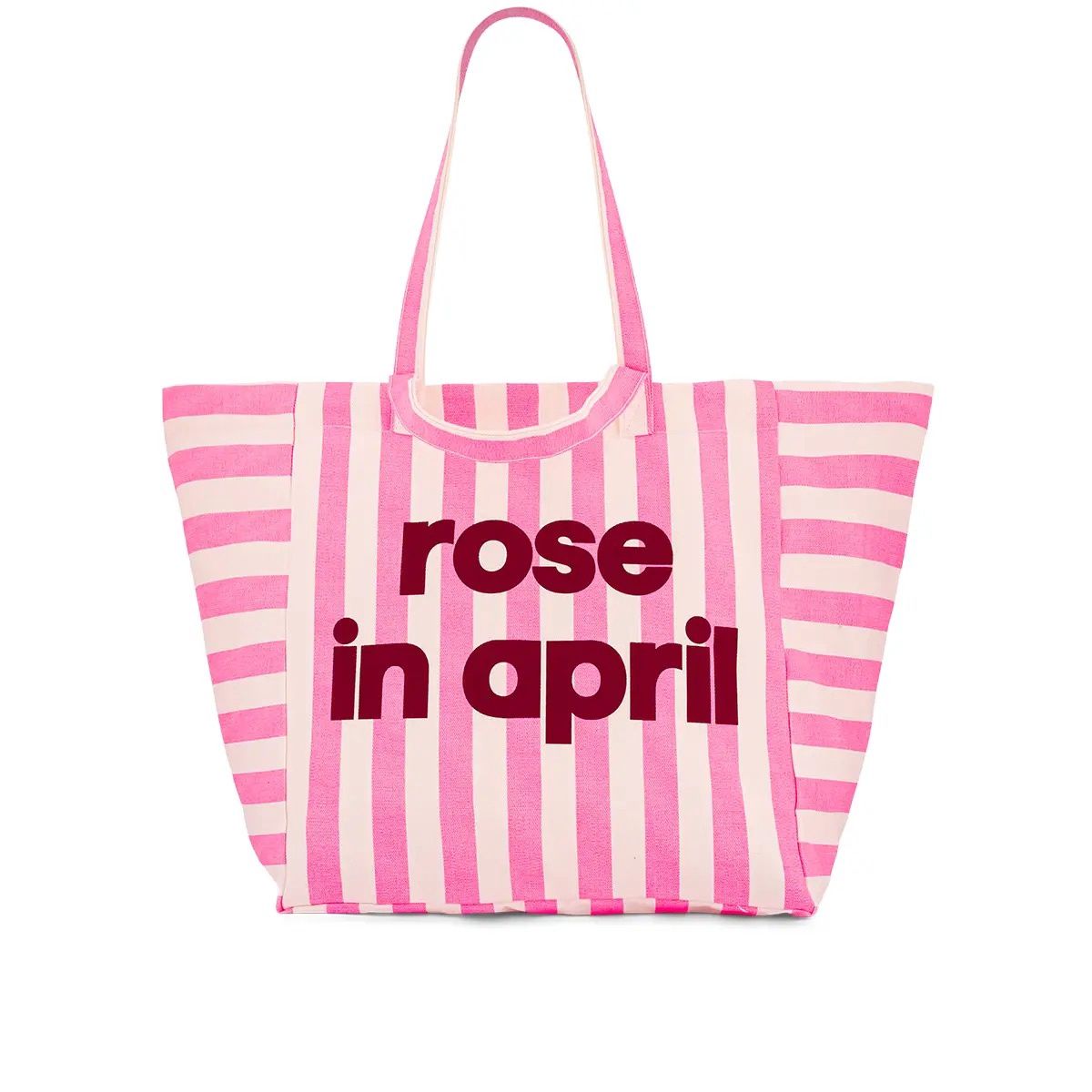 Sac Cabas - Elisa "Rose in April", Couleur: Rayure ecru/pink