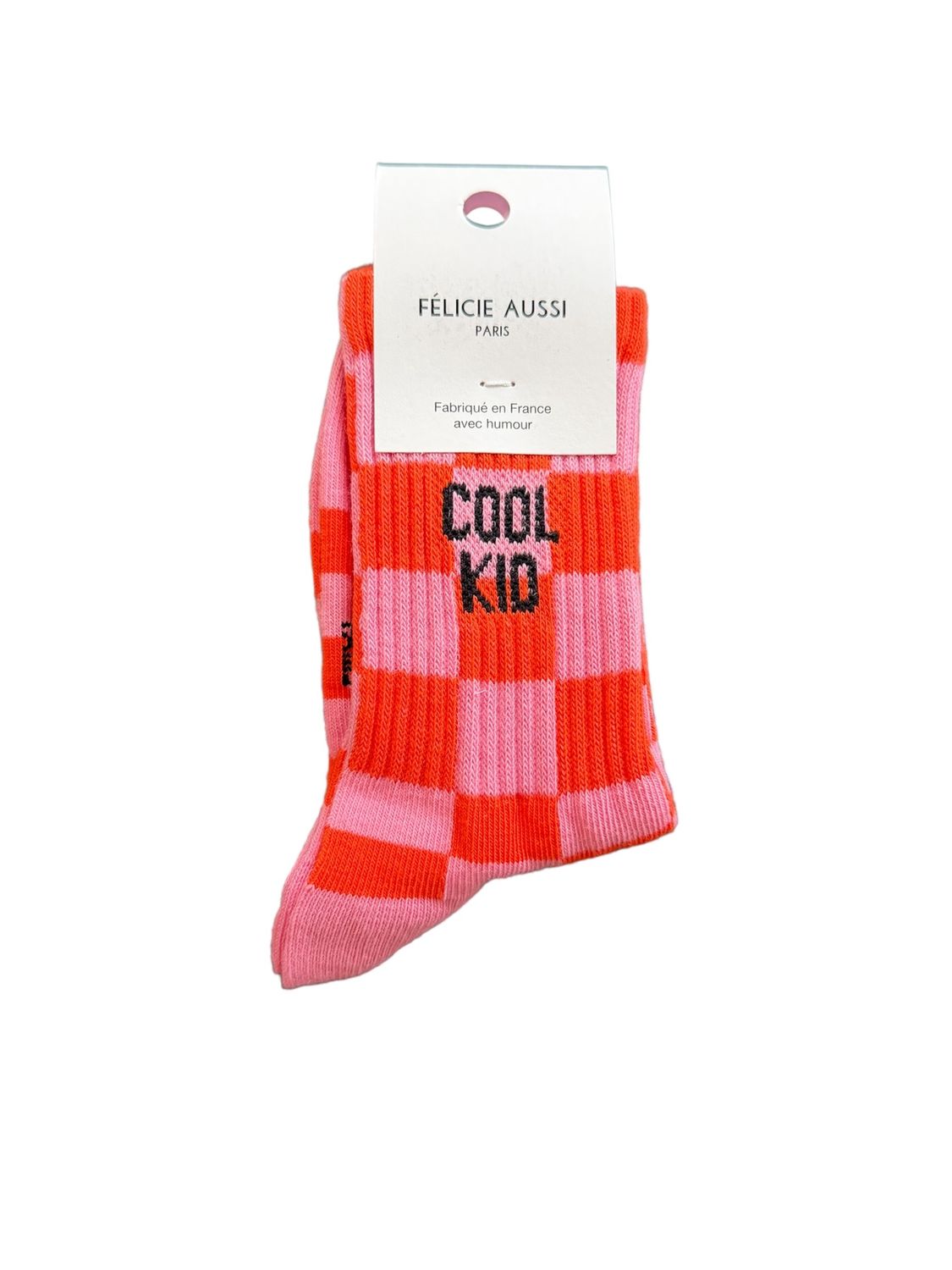 Chaussettes Cool Kid Enfant - Damier Rose, Taille: 24-26