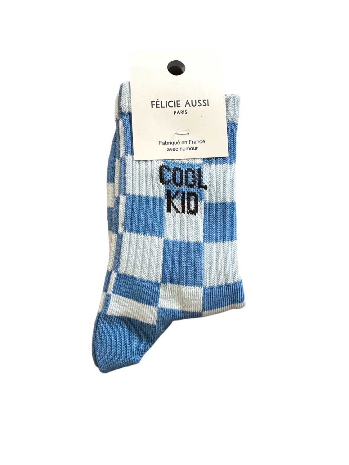 Chaussettes Cool Kid Enfant - Damier Bleu, Taille: 24-26