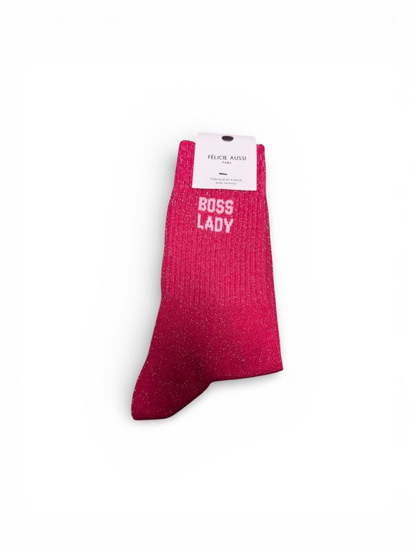 Chaussettes Boss Lady 36/40 Paillettes Rose Fluo