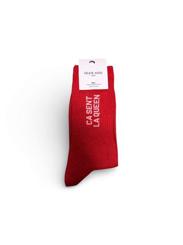 Chaussettes Ca Sent la Queen 36/40 Paillette Rouge