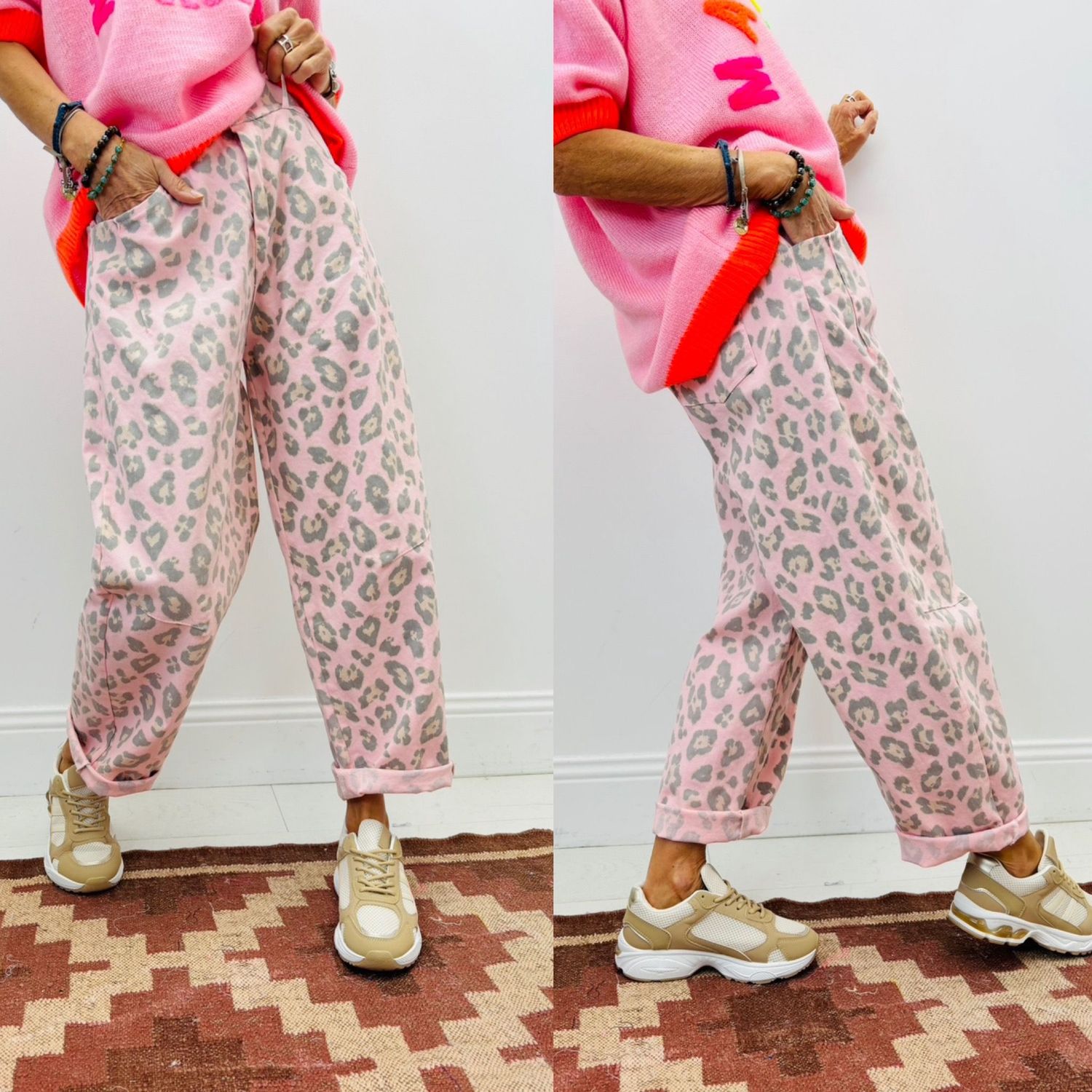 Pantalon Léopard, Couleur: Rose