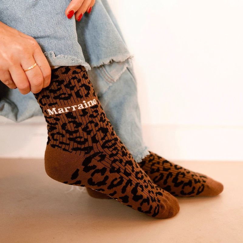 Chaussettes Marraine - Motif Léopard