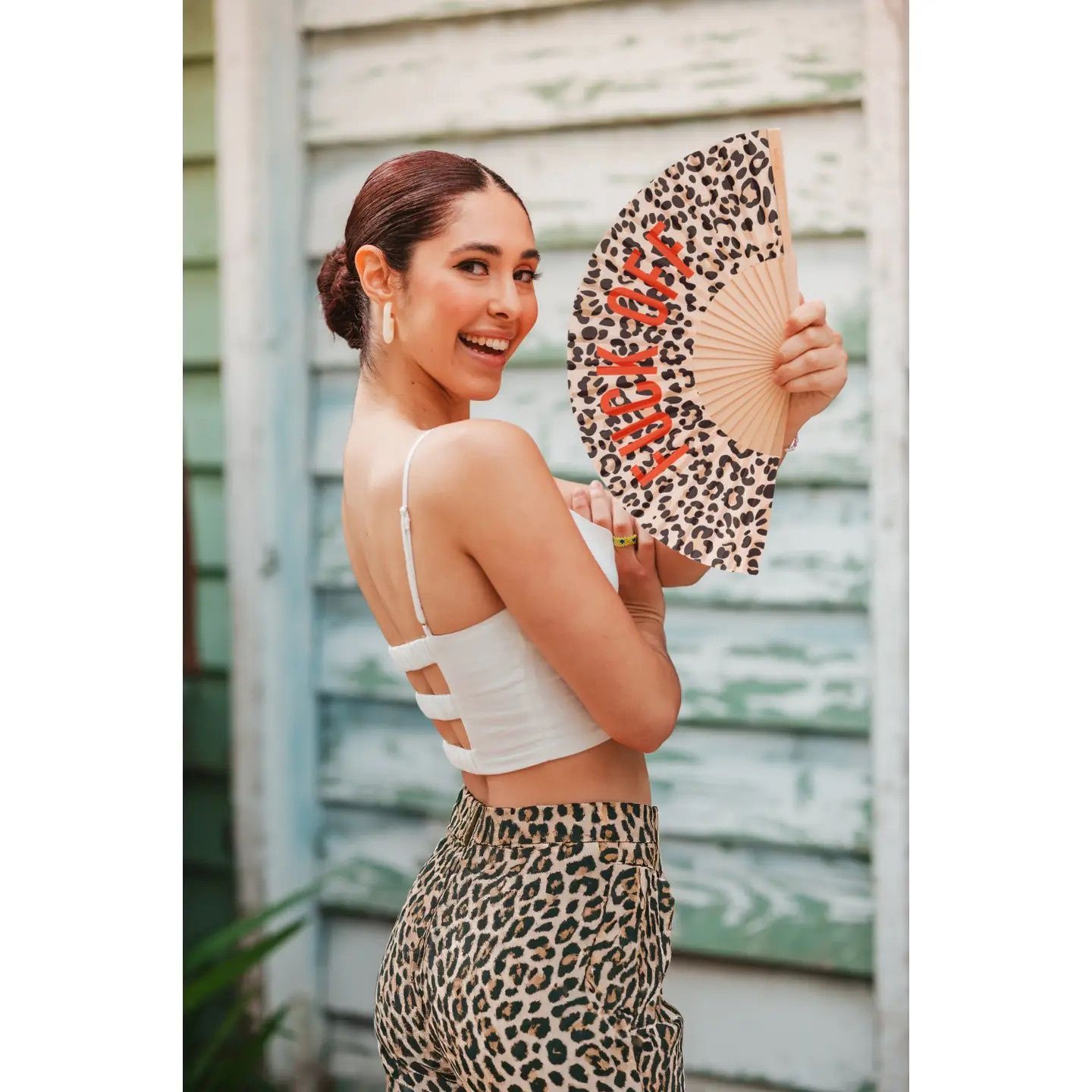 Eventail "Fuck OFF" - Léopard