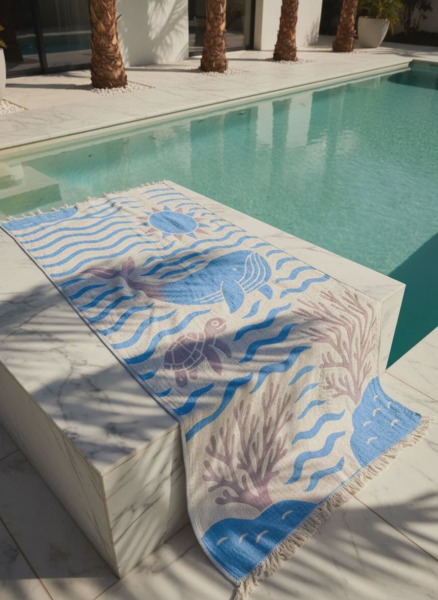 Fouta Whale, Couleur: Bleu