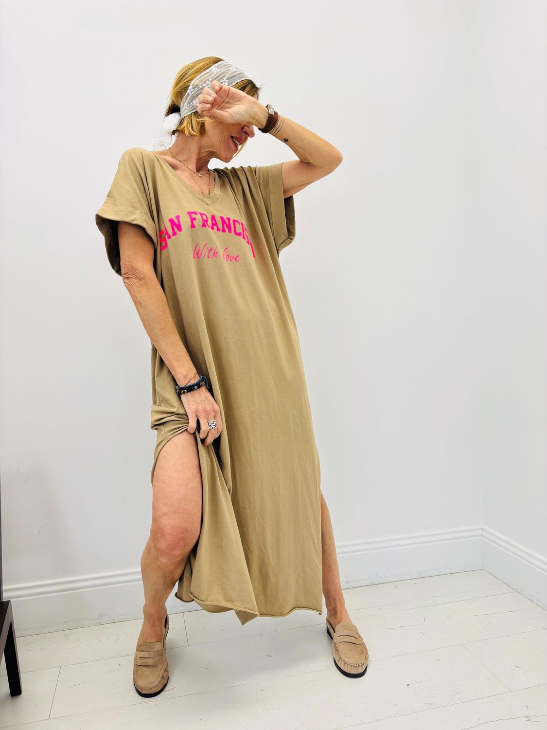 Robe T-Shirt San Francisco, Couleur: Beige