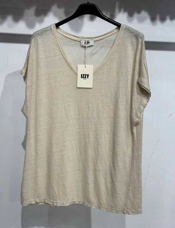 T-Shirt Col V Effet Lin