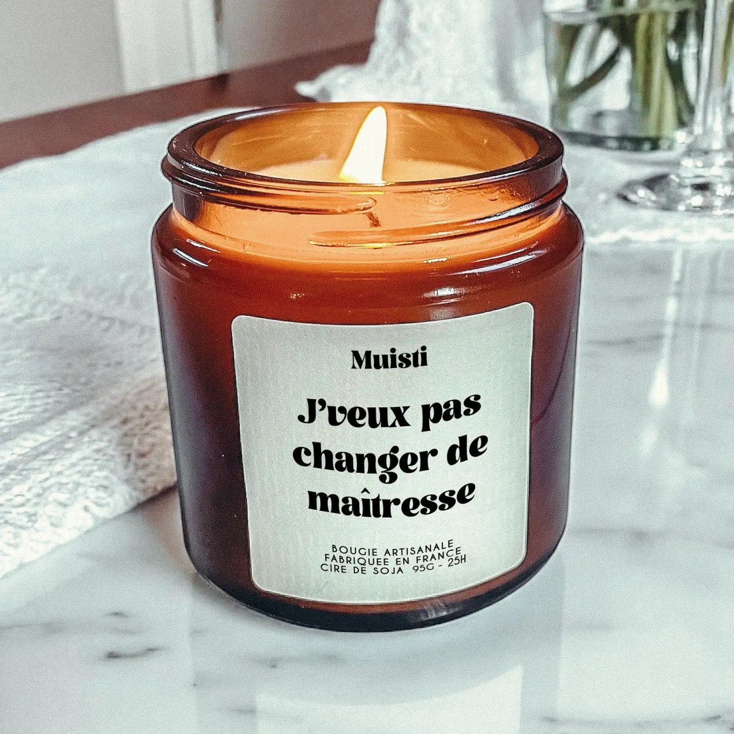 Bougie MUSC BLANC - J'veux pas changer de maîtresse