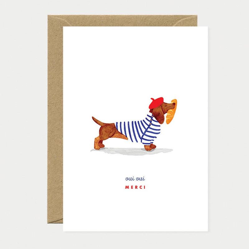 Carte "Merci" - Oui oui Teckel