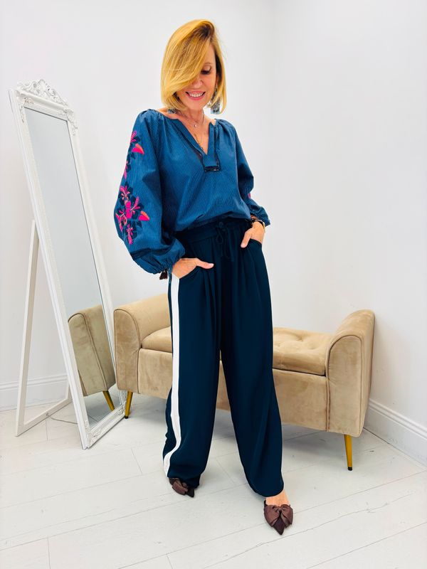 Pantalon Fluide Bleu Marine