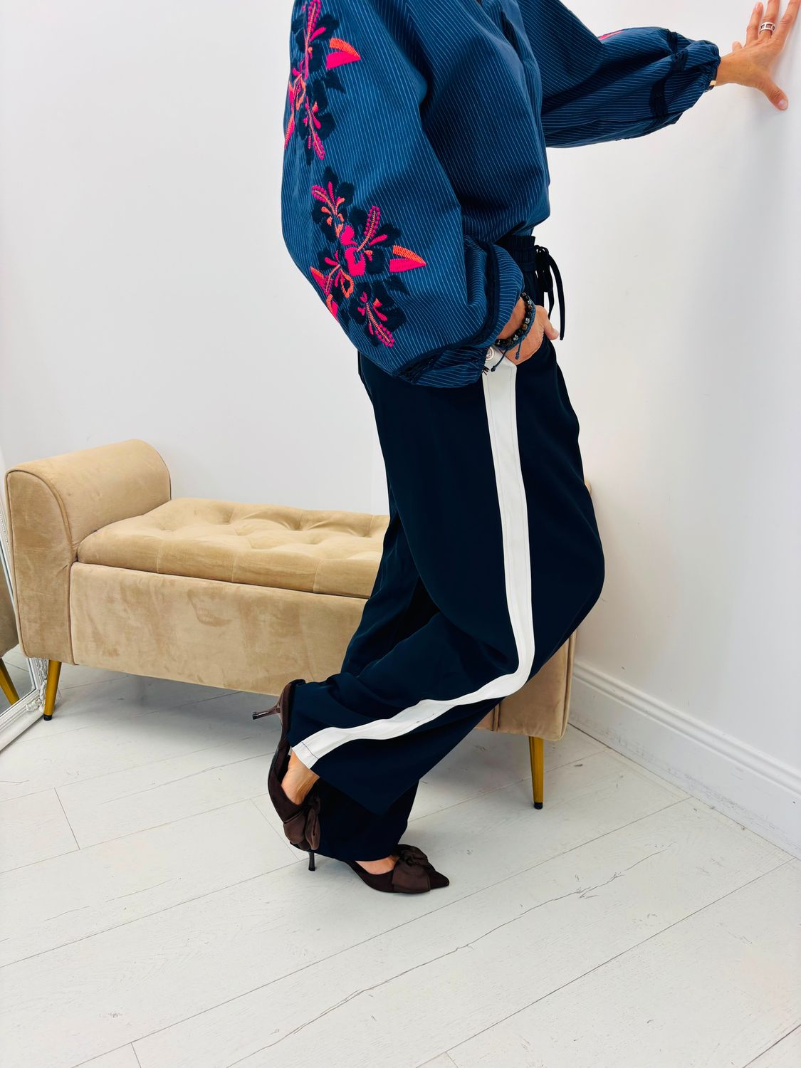 Pantalon Fluide Bleu Marine, Tallie: S