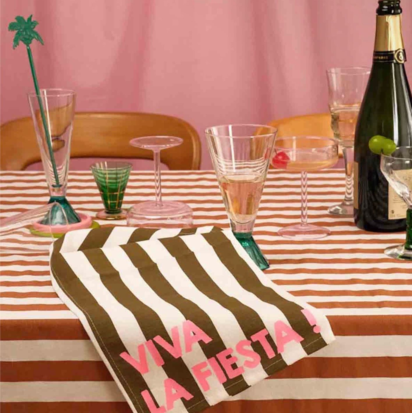 SERVIETTE JOSEPHINE COTON, Inscription: VIVA LA FIESTA !