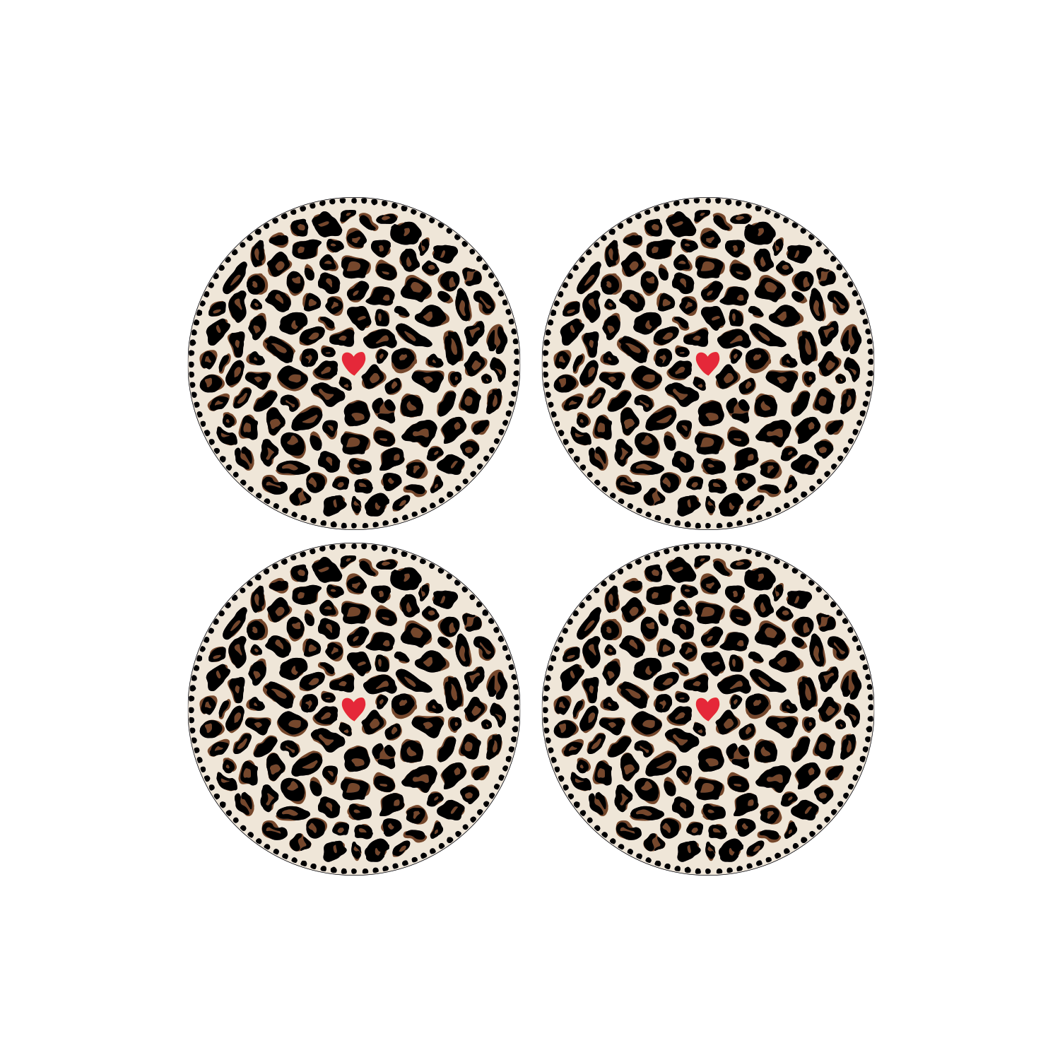 Set de 4 Assiettes Dessert Léopard