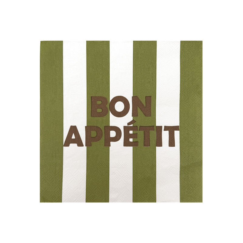 Serviette Papier Bon Appétit Rayure Kaki