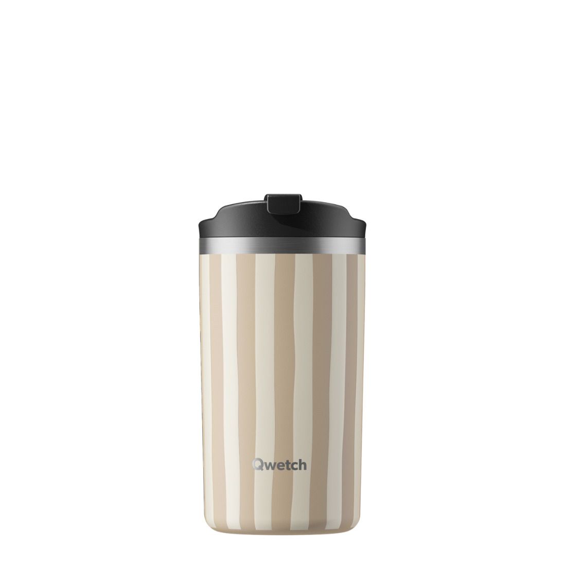 Qwetch Travel Mug – 350 ml, Couleur: Rayé Beige