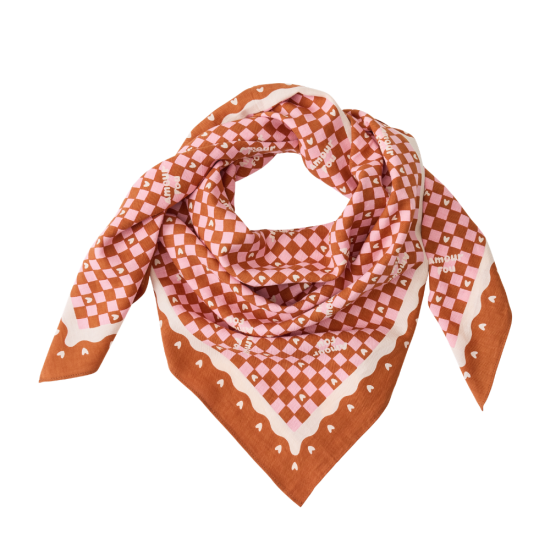 Foulard Amour Fou, Couleur: Fond marron/motif rose