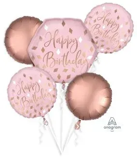 Balloon Bouquet  Happy Birthday Blush