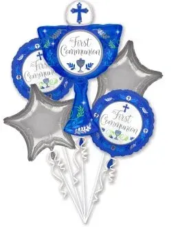 Balloon Bouquet  Communion Blue