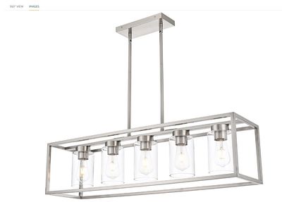 Farmhouse Chandeliers for Kitchen Island, Brush Nickel 6-Light