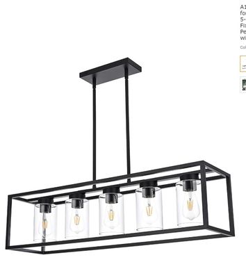 5-Light Matte Black Farmhouse Chandelier for Kitchen Island